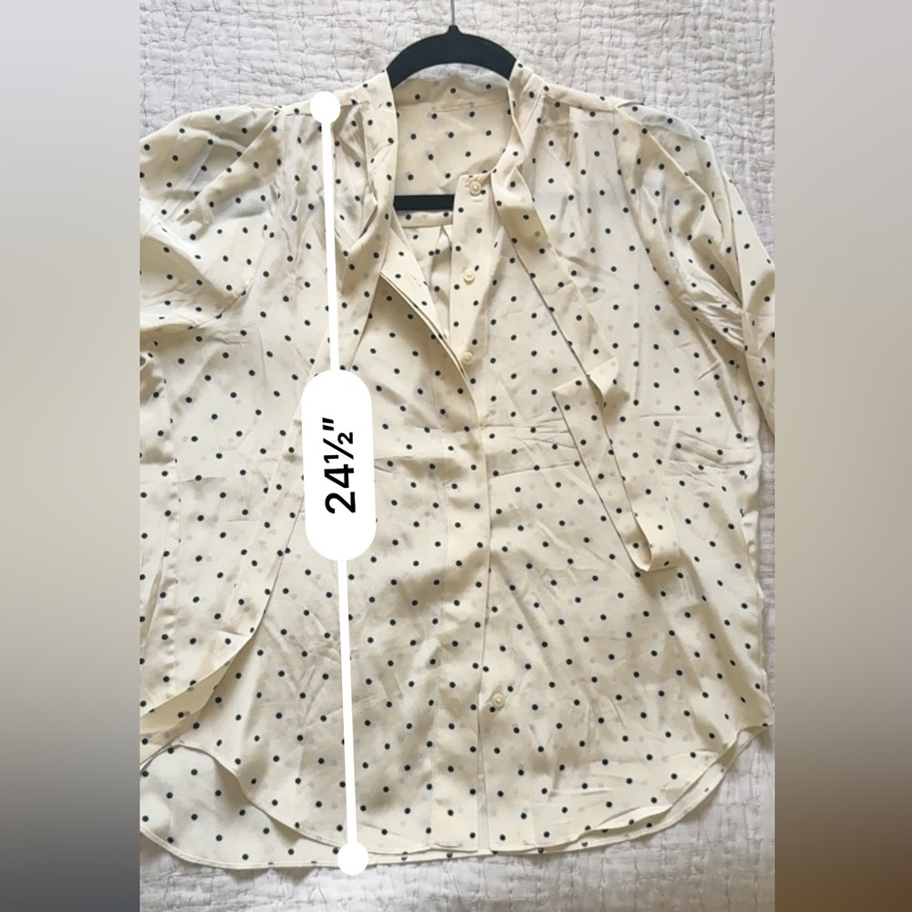 Burberry silk polka dots tie neck top M 3/4 sleeves - Picture 9 of 9